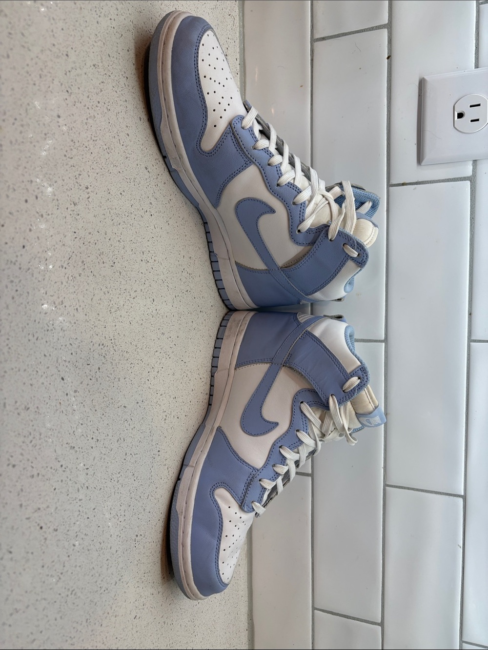 Nike High-Top Sneakers in White and Light Blue - Picture 3 of 3